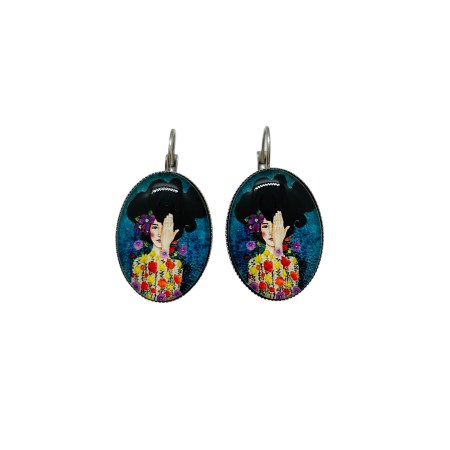 earrings steel silver woman one eye